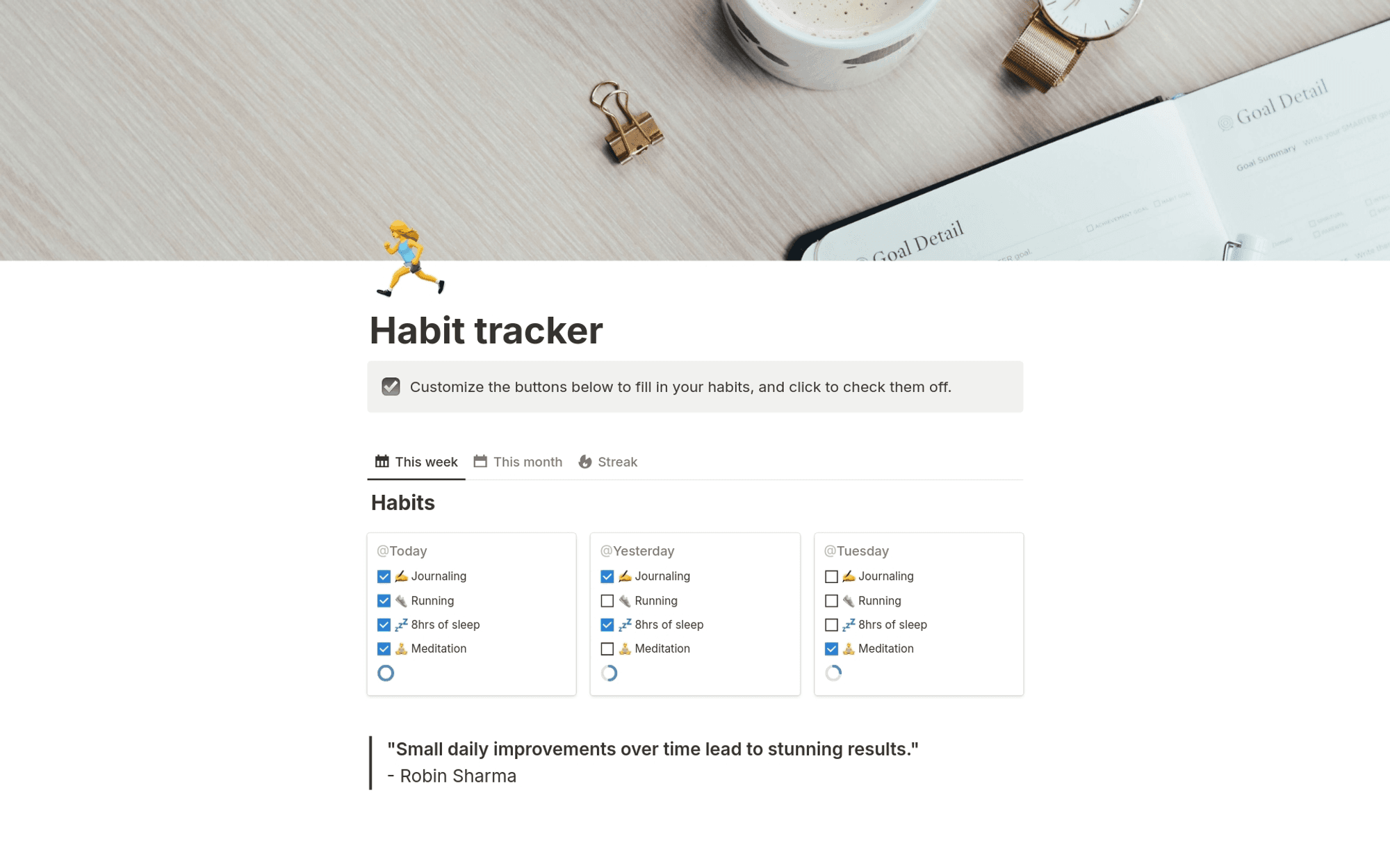Habit tracker template