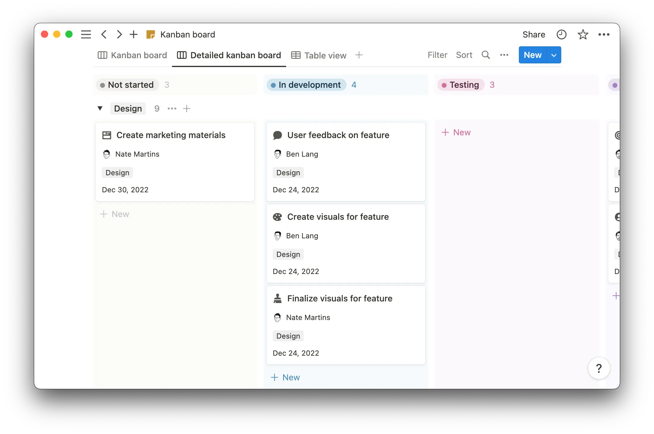 Notion’s Kanban template stages