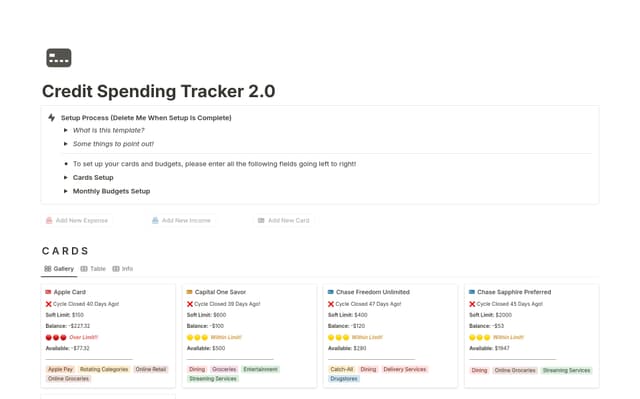 Credit Card Spending Tracker 2.0
